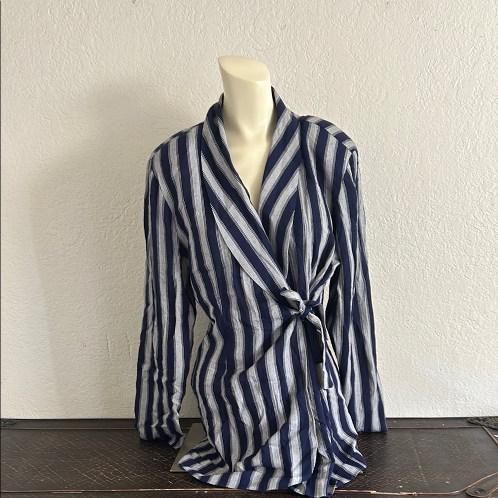 Striped Wrap Blouse
